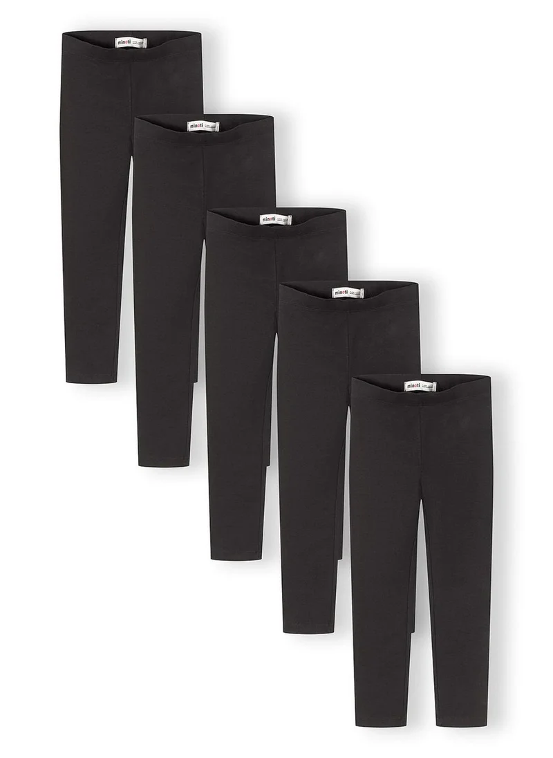 مينوتي Girls 5-pack black slim fit leggings breathable comfort 3-15 years
